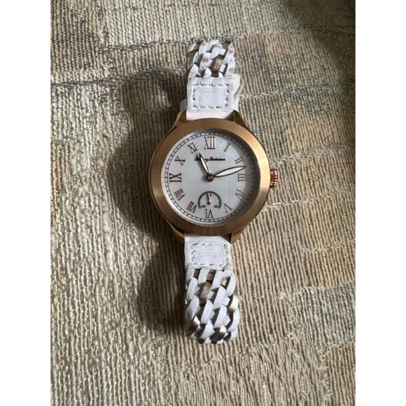 NWT Tommy Bahama 10018368 Waikiki MOP Dial White & Gold Leather Strap Watch - Picture 1 of 9